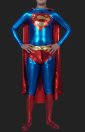Superman! Blue and Red Shiny Metallic Super Hero Zentai with Cap