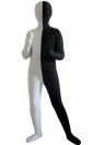 White and Black Split Kids Zentai Suit