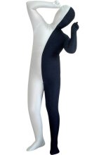 White and Dark Blue Split Kids Zentai Suit