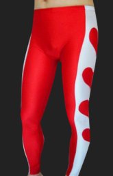 White and Red Heart Spandex Lycra Pants