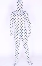 White Lycra Spandex Full Body Zentai Suit With Stars Pattern