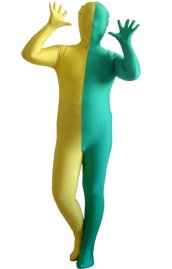 Yellow and Green Split Kids Zentai Suit