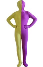 Yellow and Purple Split Kids Zentai Suit