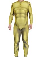 Yellow Printed Honeycomb 3D Muscle Shading Bodysuit