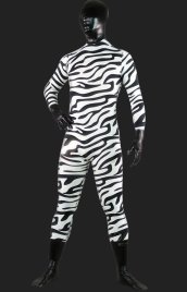 Zebra ! Black and White Shiny Metallic Unisex Full-body Zentai Suit